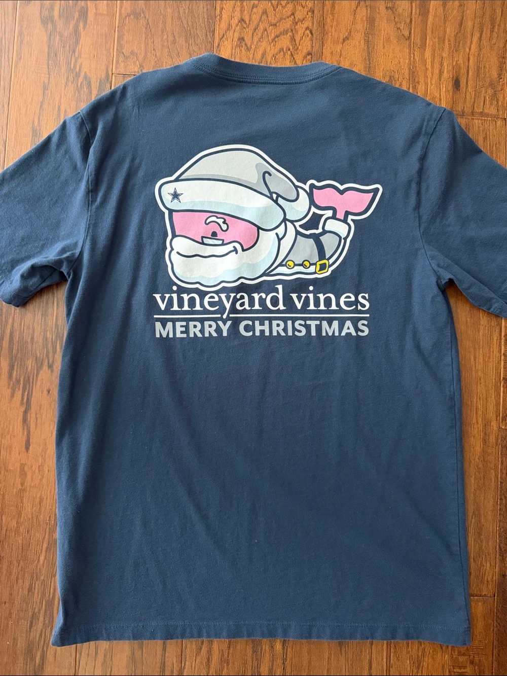 Vineyard Vines/Dallas Cowboys Navy Short Sleeve Tee with Santa Whale Graphic